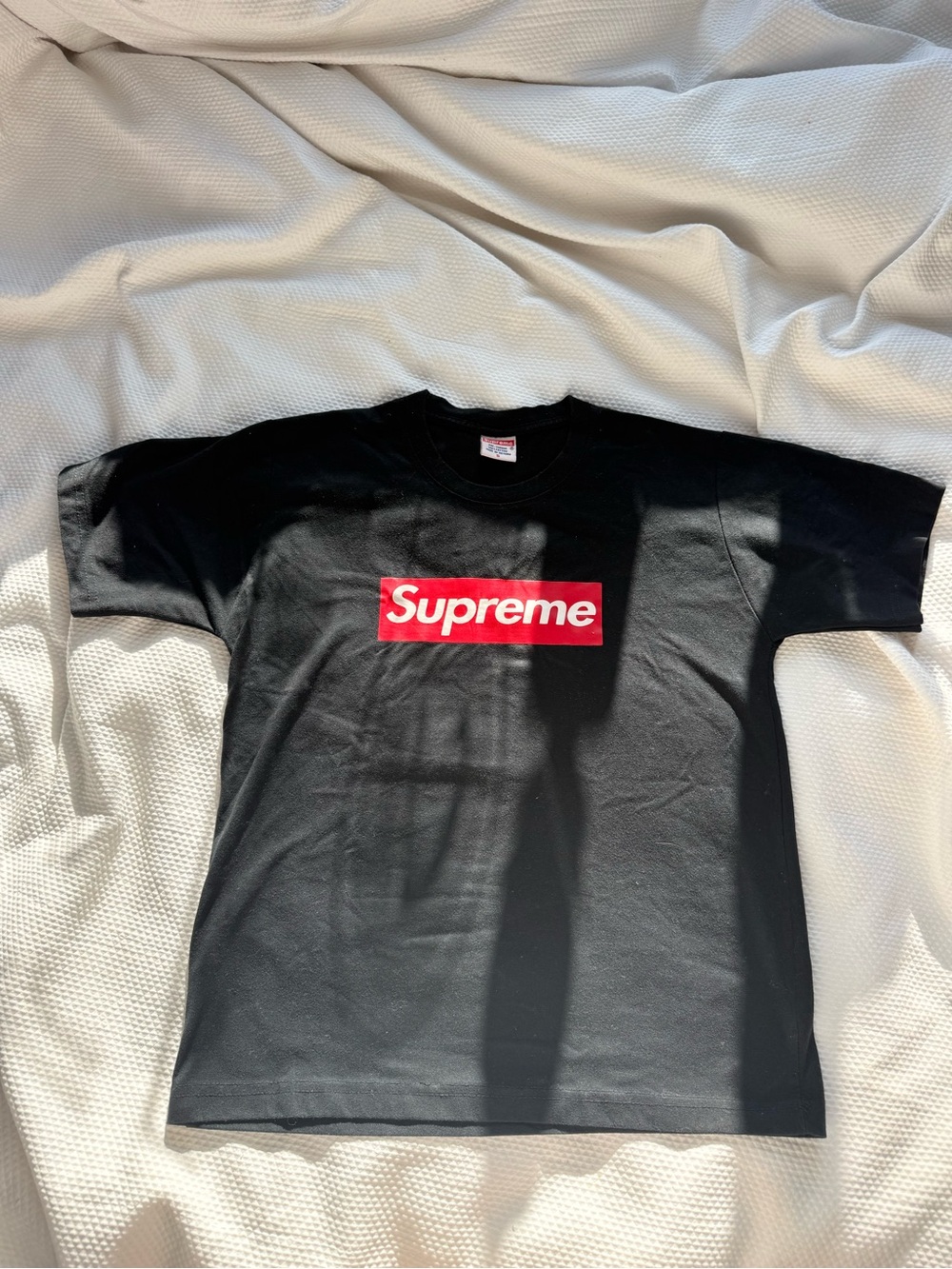 Supreme Black Tee with Red Box Logo - Womens Short Sleeve